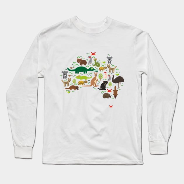 Australian Animals Long Sleeve T-Shirt by EkaterinaP